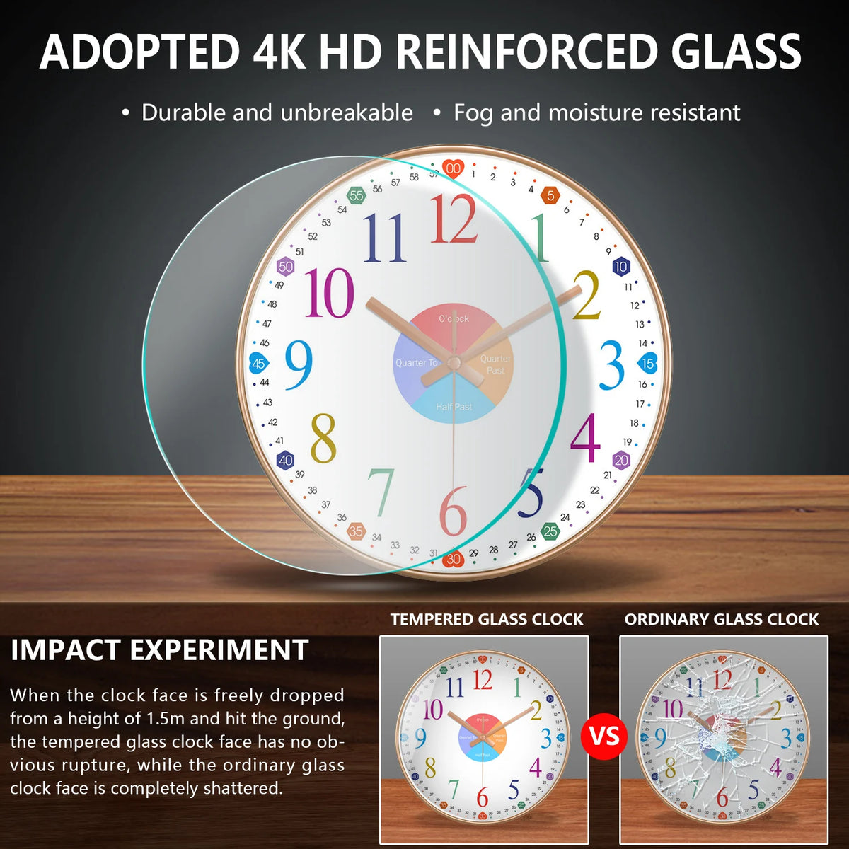 Horloge Murale Éducative Chiffres Colorés Apprendre Temps Enfants