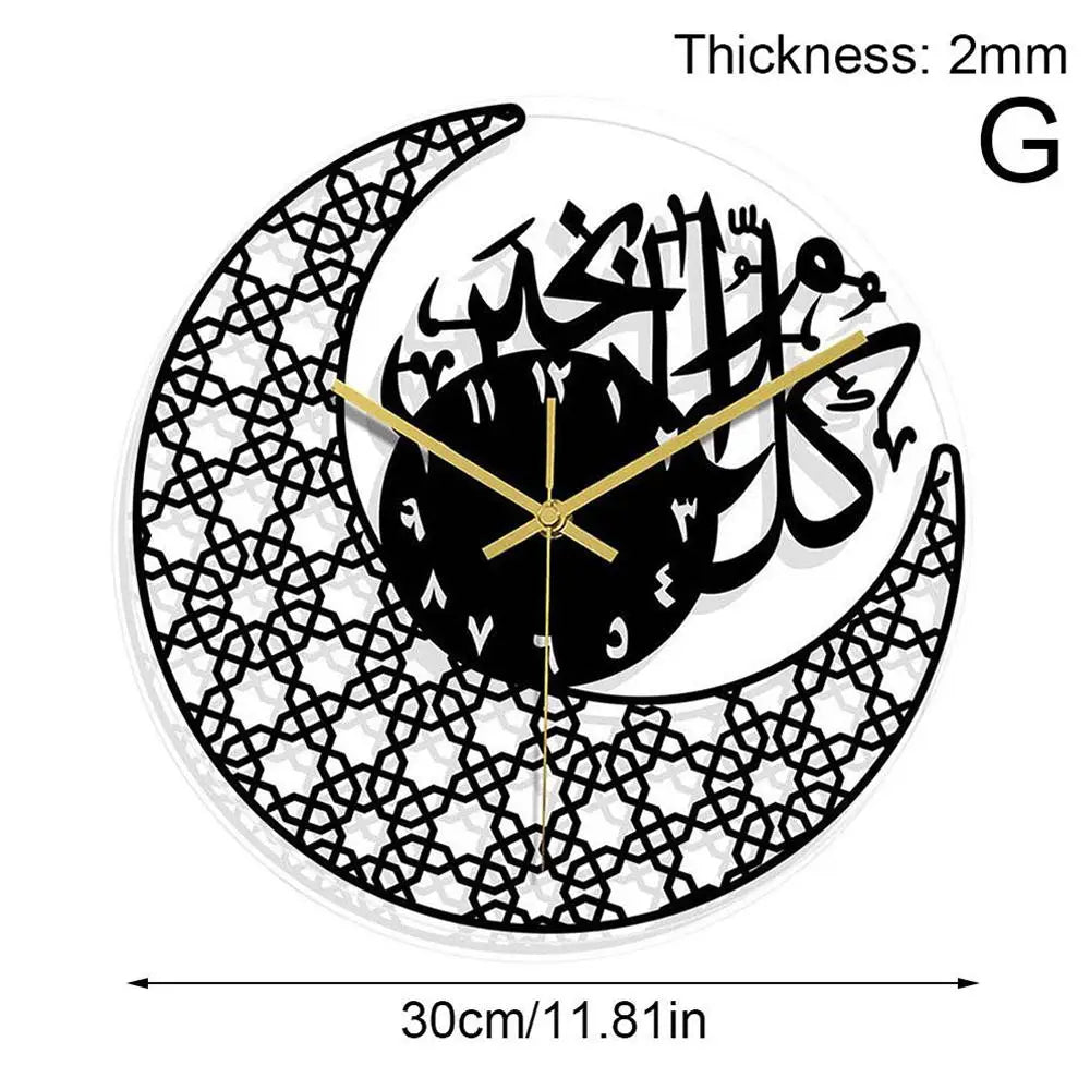 Horloge Murale Ramadan Chiffres Romains Décoration Acrylique 3D