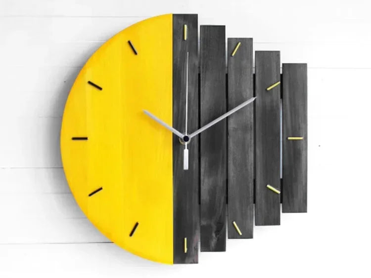 Horloge Mural Grande Industrielle Abstraite Bois Décoration
