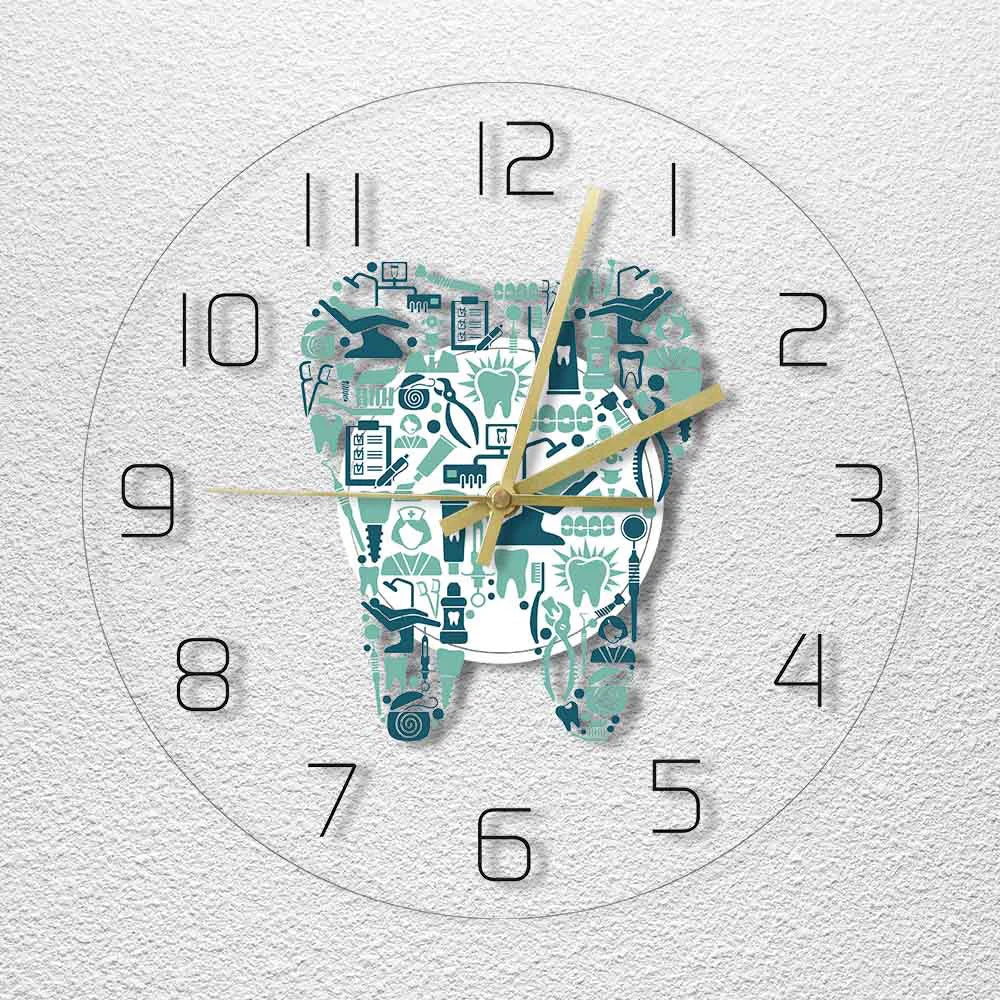 Horloge Mural Dentaire Colorée Silencieuse Décoration Clinique