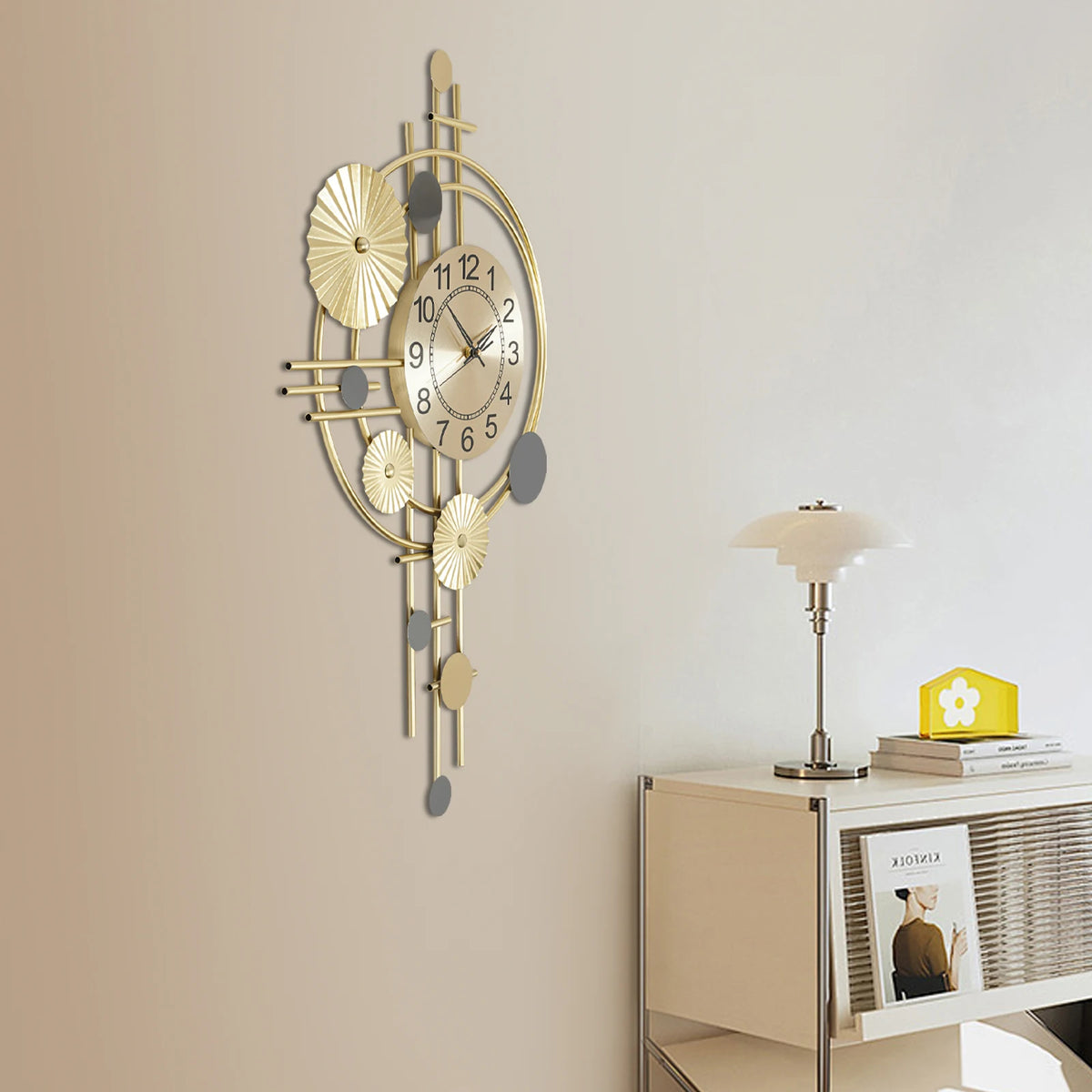 Horloge Murale Design Moderne Dorée Silencieuse Salon