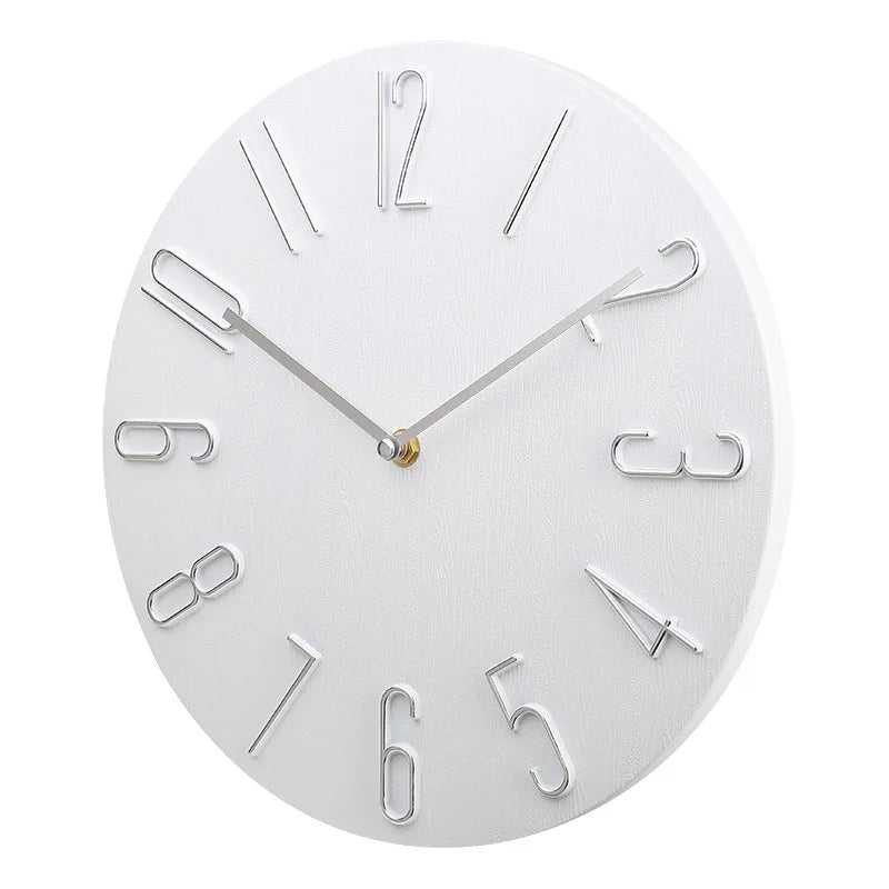 Horloge Murale Noire Silencieuse Minimaliste Chiffres Or Rose