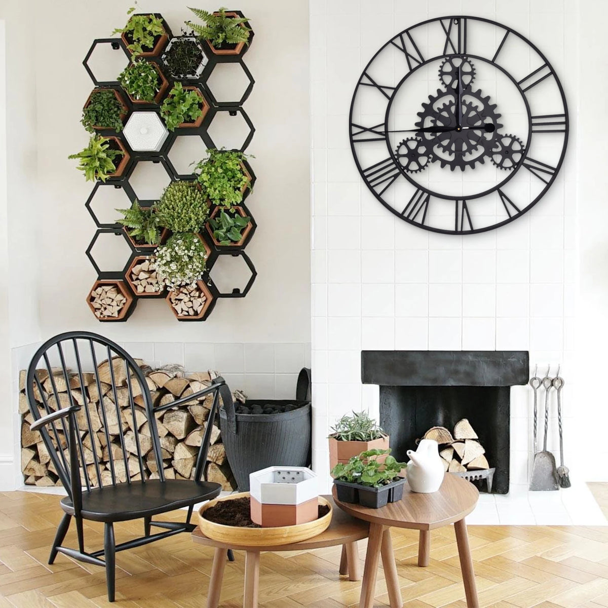 Horloge Murale Vintage Industrielle Engrenage Métal Décor Salon