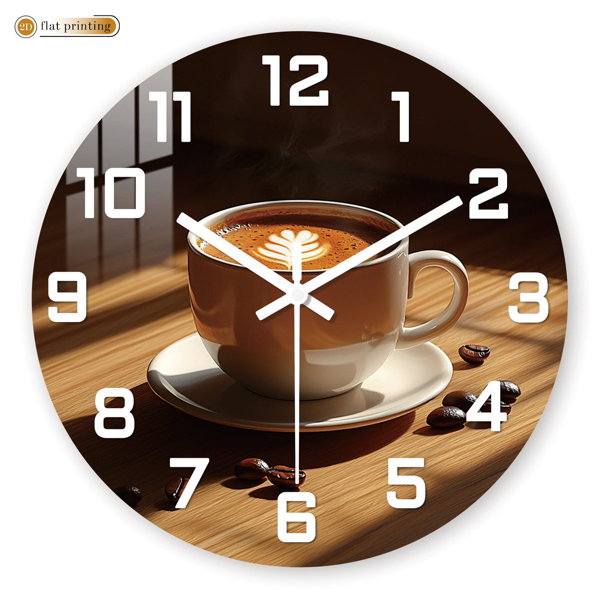 Horloge Mural Design Tasse Café Art Latte Cuisine Silencieuse