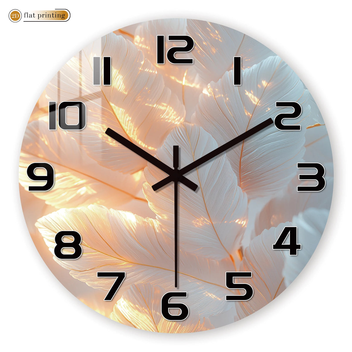 Horloge Mural Plumes Blanches Délicates Design Flou Sérène