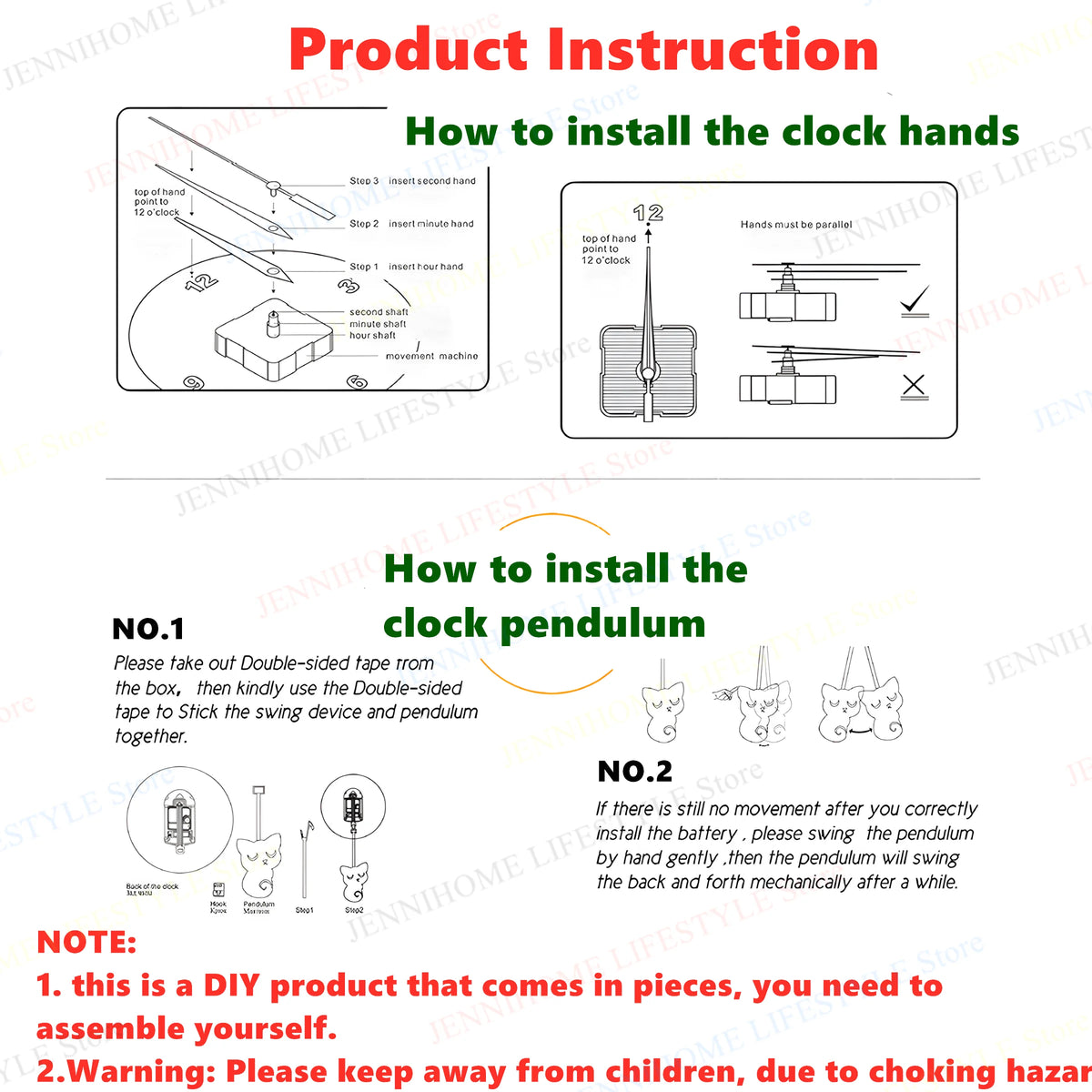 Horloge Mural Fusée Pendule Dinosaure Mignonne Enfant