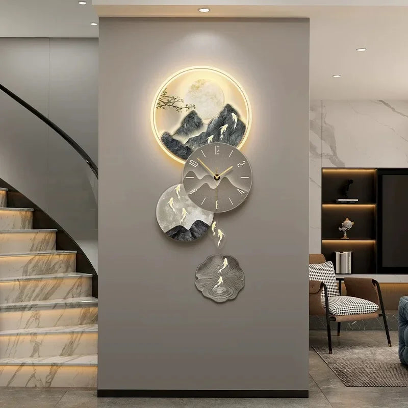 Horloge Mural LED Luxe Moderne Art Mural Salon