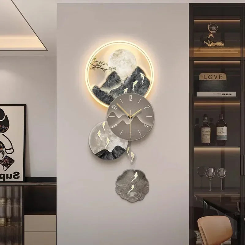 Horloge Mural LED Luxe Moderne Art Mural Salon