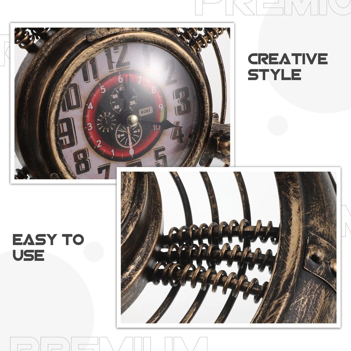 Horloge Mural Métal Hélice Rétro Industriel Salon Bar