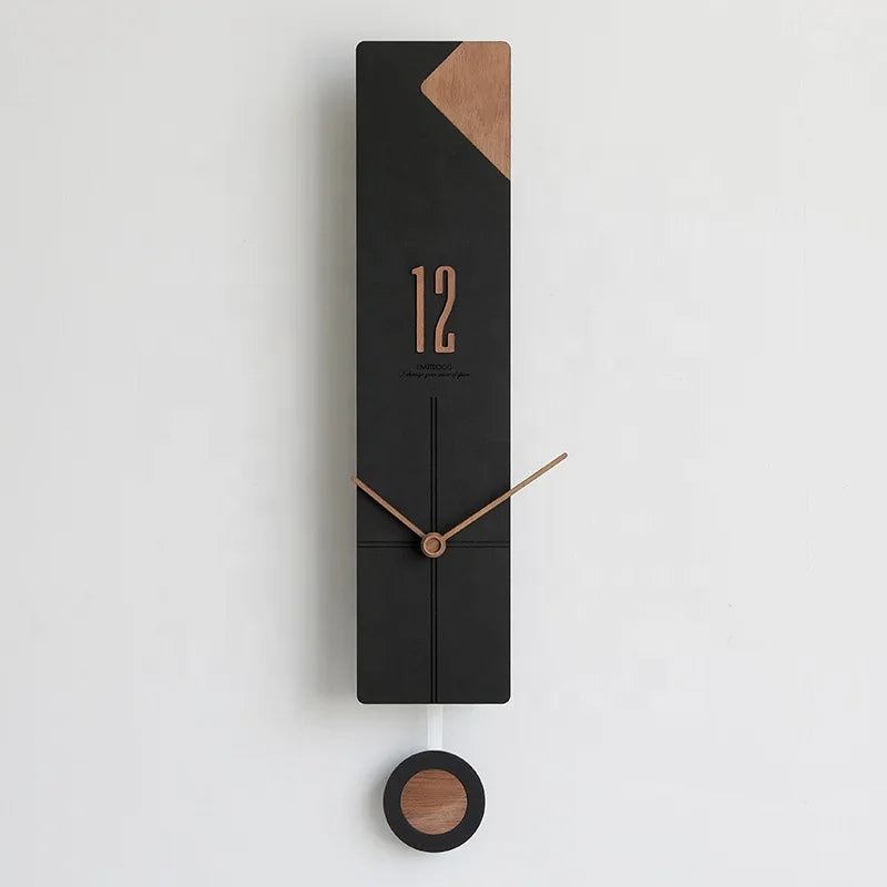 Horloge Mural Pendule Noir Moderne Bois Design