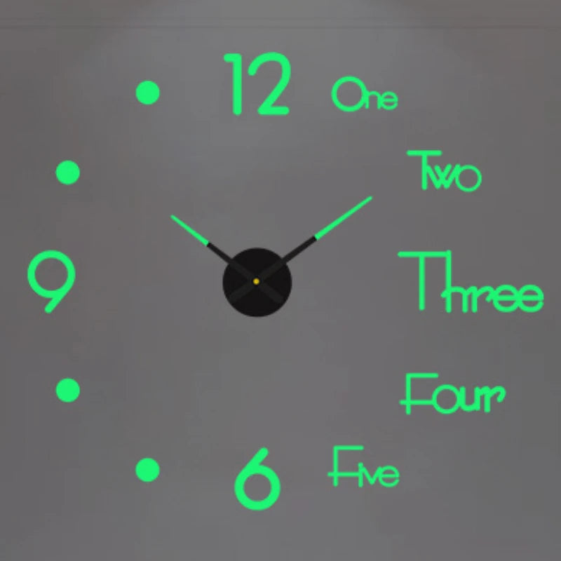 Horloge Murale Géante DIY Miroir Acrylique Chiffres Romains