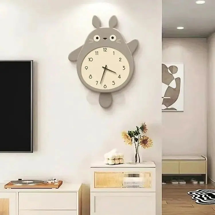 Horloge Mural Chat Bois Balancier Décoration Murale