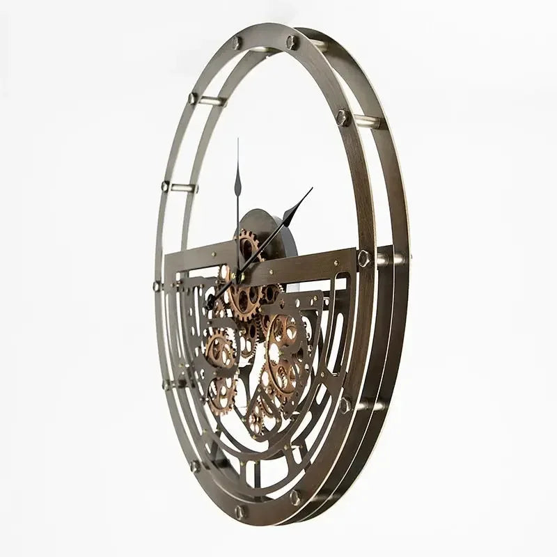 Horloge Murale Géante Rétro Industrielle Métal Silencieuse Déco