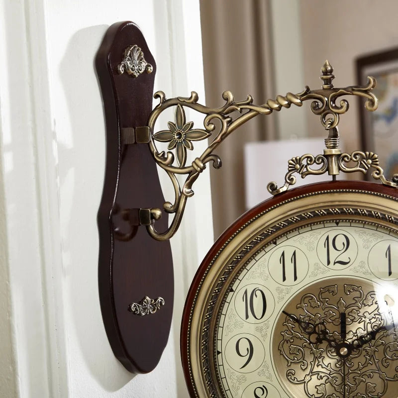 Horloge Mural Noël Rétro Luxe Double Face Silencieuse