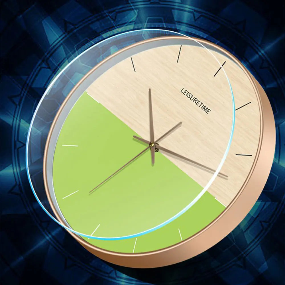 Horloge Murale Bicolore Silencieuse Quartz Verre Design