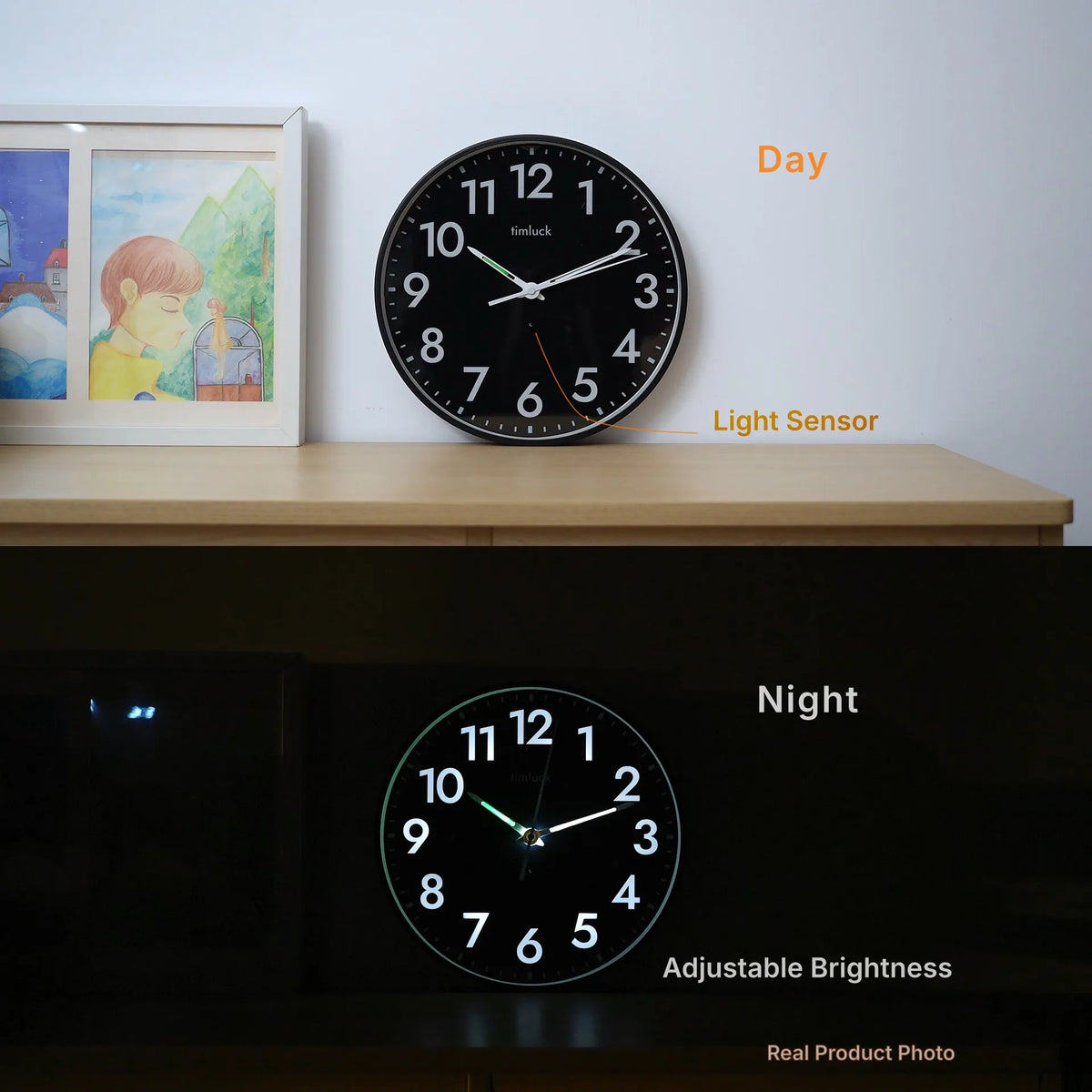 Horloge Mural LED Silencieuse Automatique Luminosité Réglable