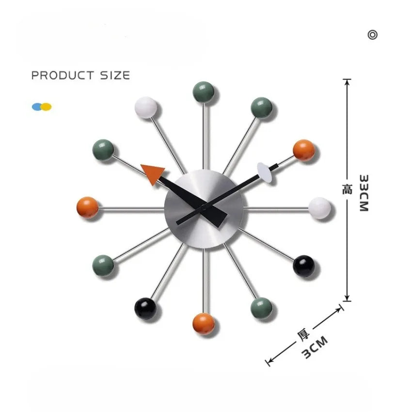 Horloge Mural Moderne Silencieuse Boules Couleur Pop Déco