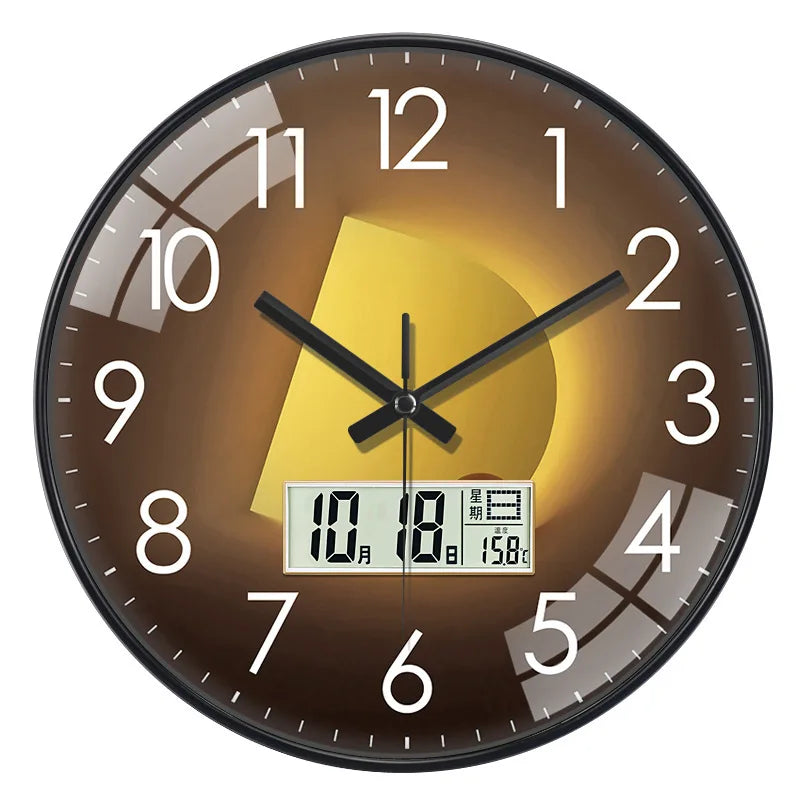 Horloge Mural Luxe Simple Quartz Affichage Date Semaine