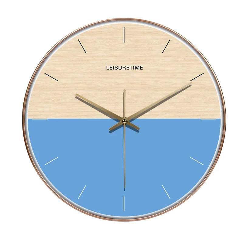 Horloge Murale Double Couleur Silencieuse Quartz Décoration Moderne