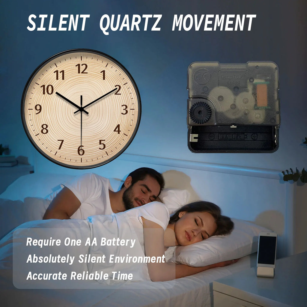 Horloge Murale Ronde Bois Motif Cernes d'Arbre