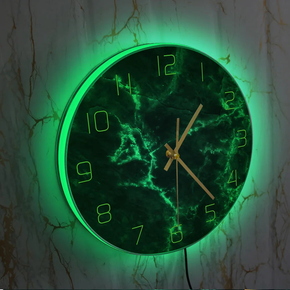 Horloge Mural Marbre Vert Nordique Minimaliste Décor Salon