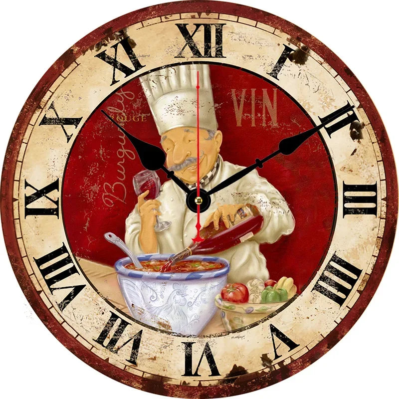 Horloge Mural Vintage Cuisine Chef Boulanger