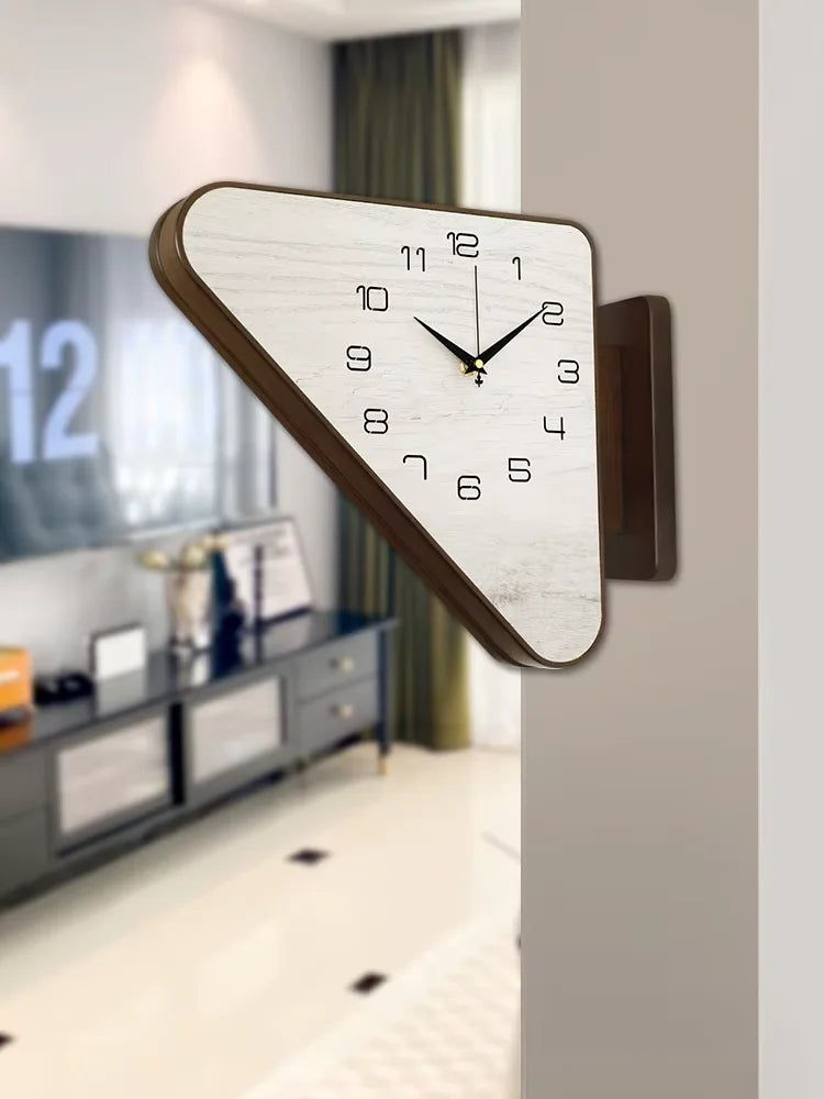 Horloge Mural Double Face Coin Bois Moderne