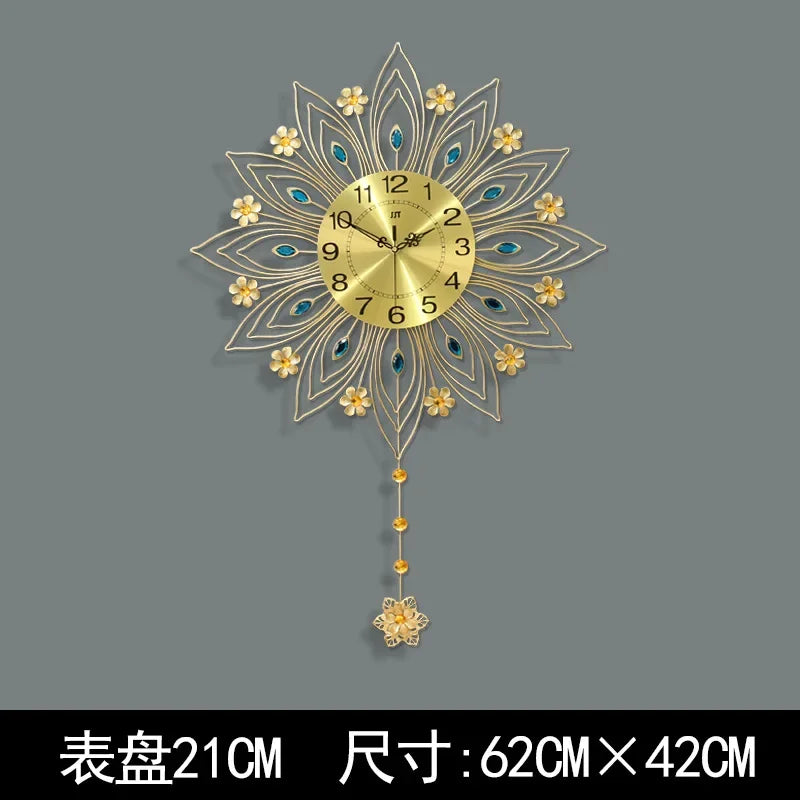 Horloge Mural Or Vintage Luxe Moderne Silencieuse