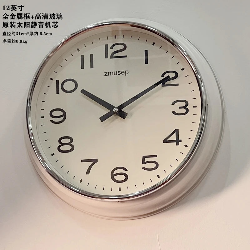 Horloge Mural Métal Vintage Vert Olive Silencieuse Déco