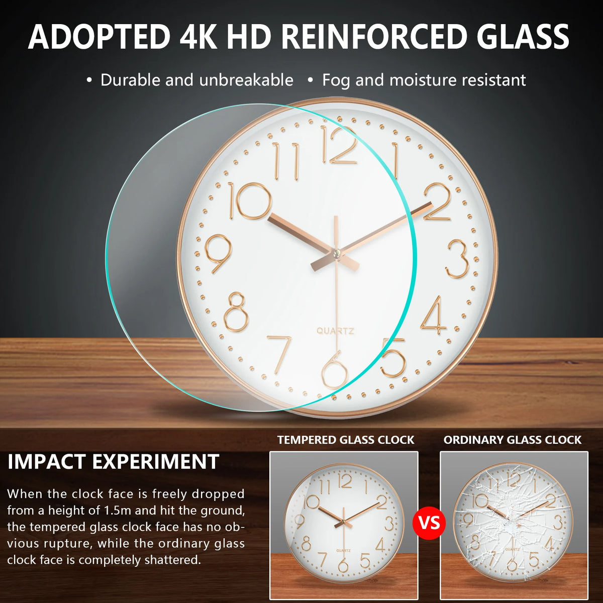 Horloge Mural Minimaliste Moderne Silencieuse Salon Bureau