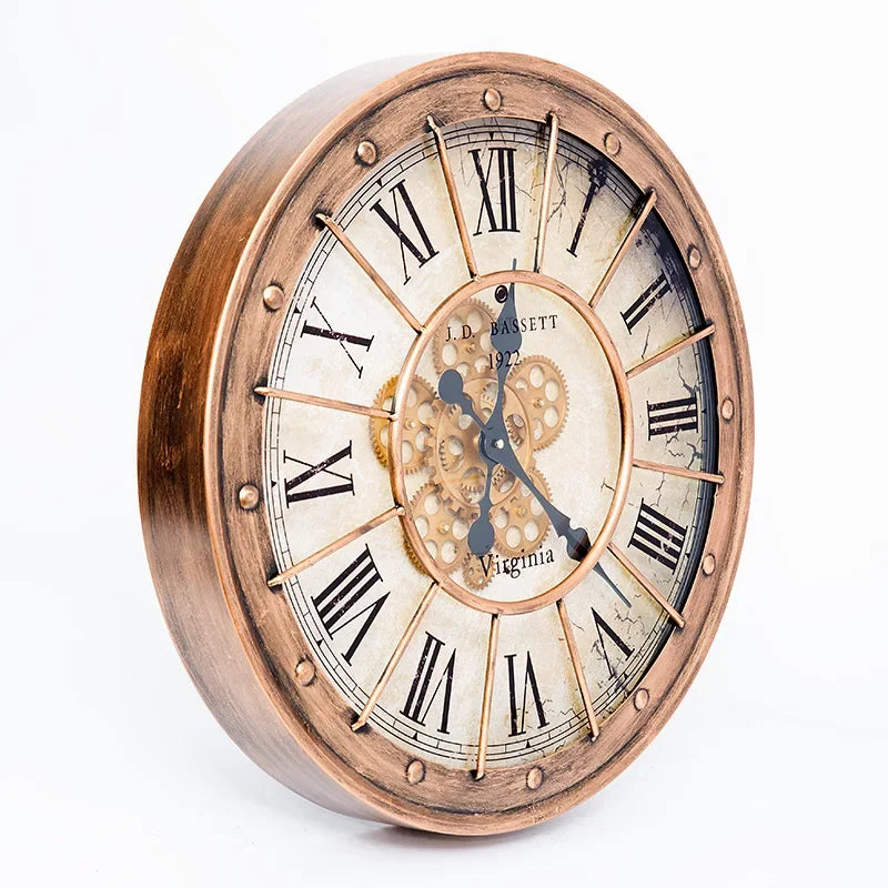 Horloge Mural Engrenages Rétro Fer Forgé Style Européen