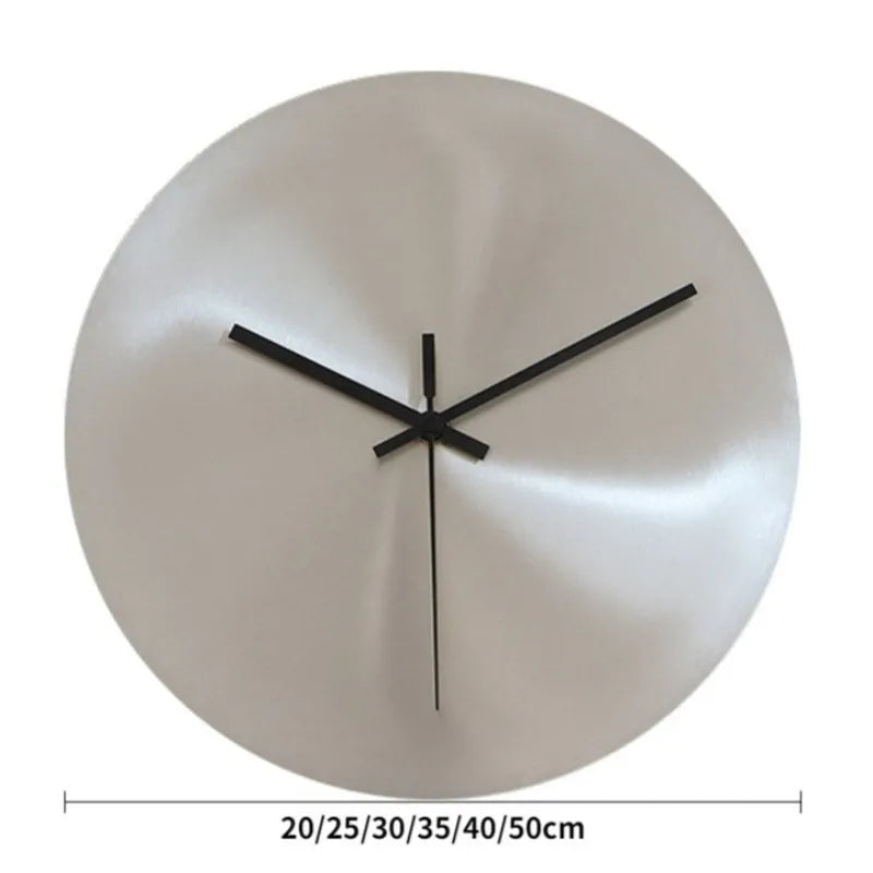 Horloge Murale Silencieuse Ronde Argentée Inox Moderne Salon