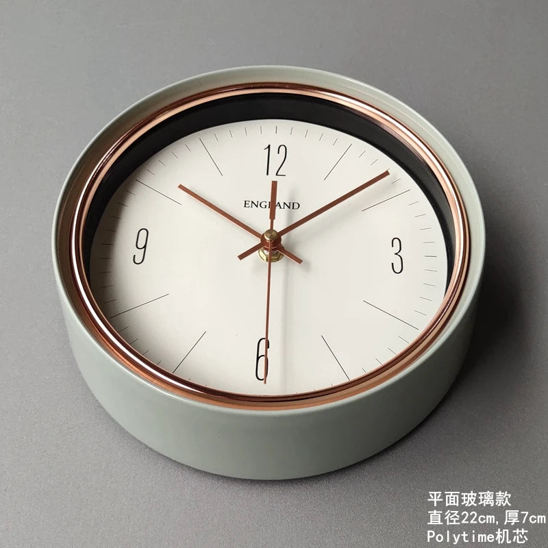 Horloge Mural Vintage Métal Vert Olive Silencieuse Décorative