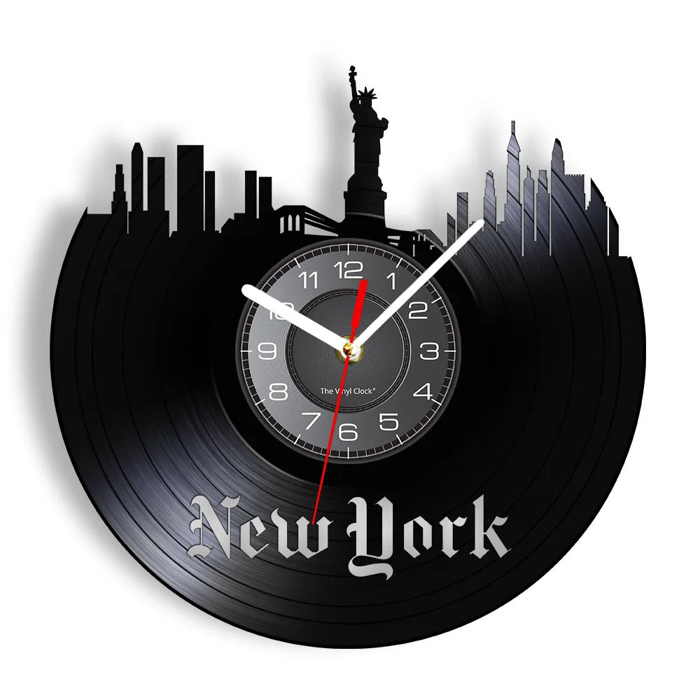 Horloge Murale Vinyle New York Pont Brooklyn Vintage