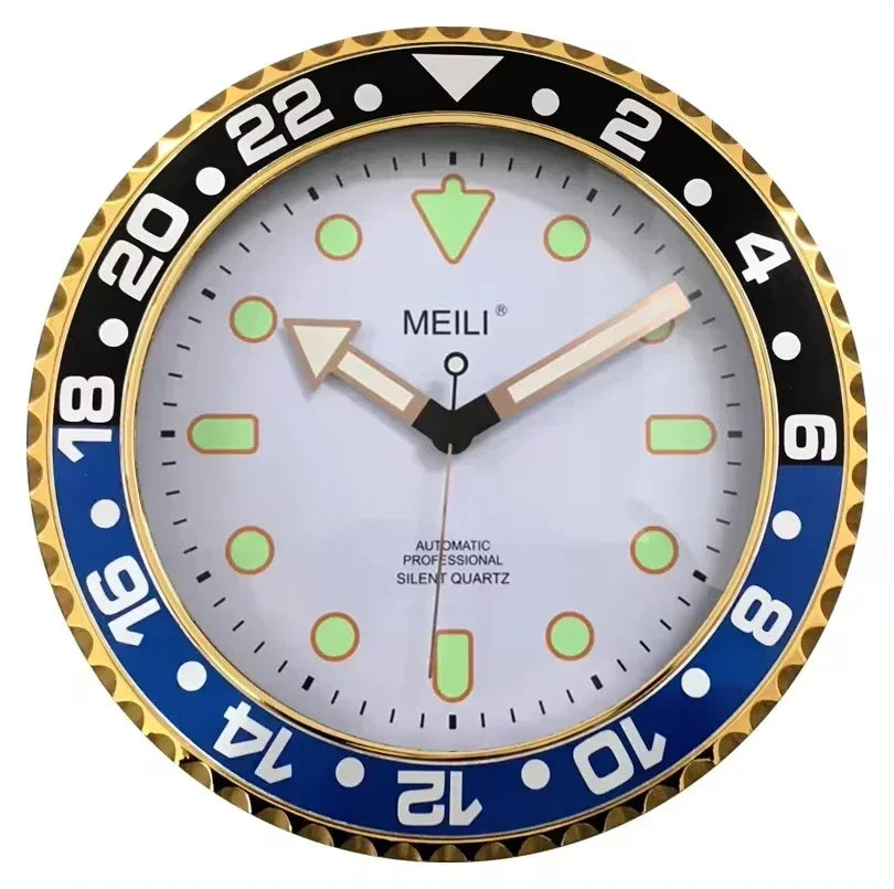 Horloge Mural Design Moderne Luxe Or Argent Silencieuse