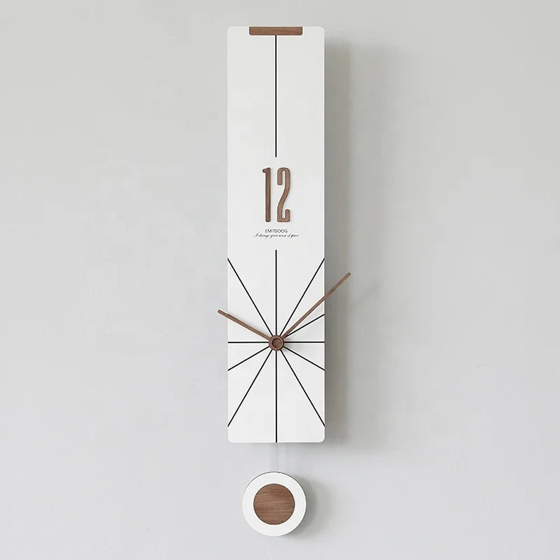 Horloge Mural Pendule Noire Bois Moderne Décoration Chambre