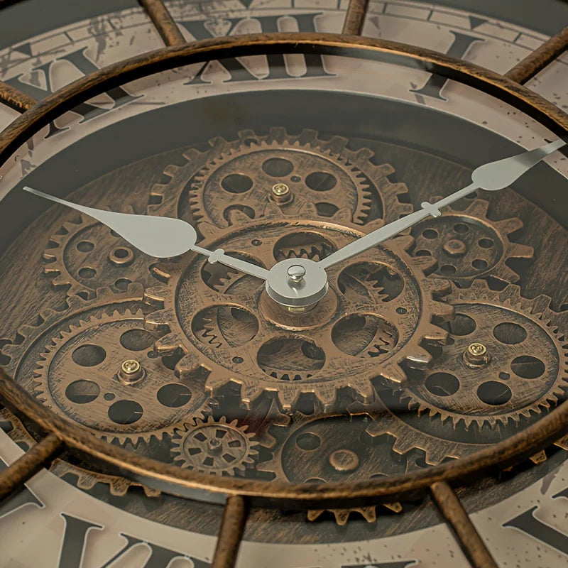 Horloge Mural Engrenages Mobiles Industrielle Steampunk Géante