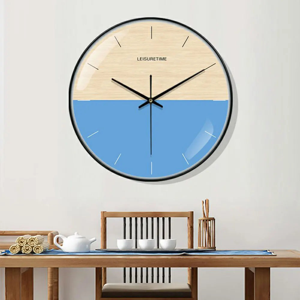 Horloge Mural Bicolore Silencieuse Verre Design Décoration