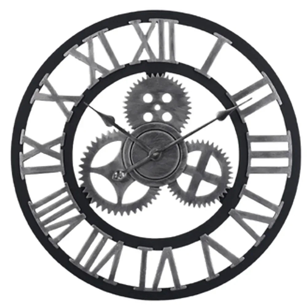 Horloge Mural Engrenages Bois 3D Grande Silencieuse