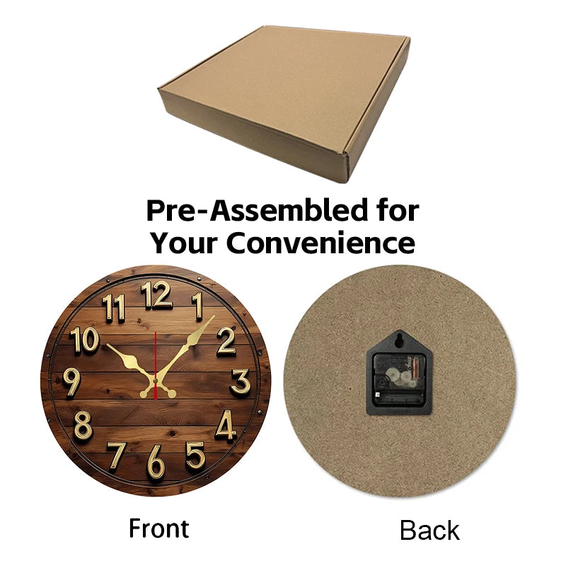 Horloge Mural Ronde Silencieuse en Bois Design