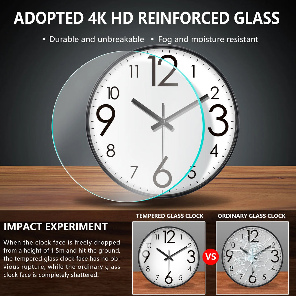 Horloge Mural Silencieuse Moderne Grands Chiffres Lisibles