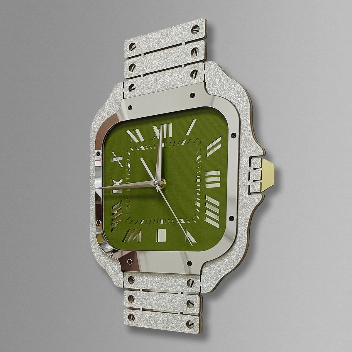 Horloge Mural Luxe Verte Fait Main Style Montre