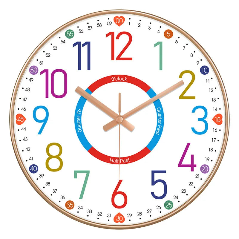Horloge Murale Éducative Enfant Apprentissage Temps Chiffres Colorés