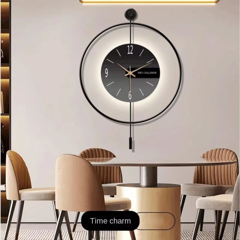 Horloge Mural Silencieuse Moderne Luxe Fer Art Salon.