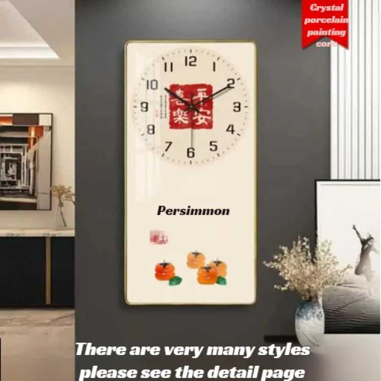 Horloge Mural Rectangulaire Porcelaine Cristal Calendrier Design Salon.