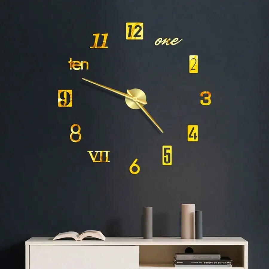 Horloge Mural 3D Lumineuse Géante Numérique DIY Silencieuse