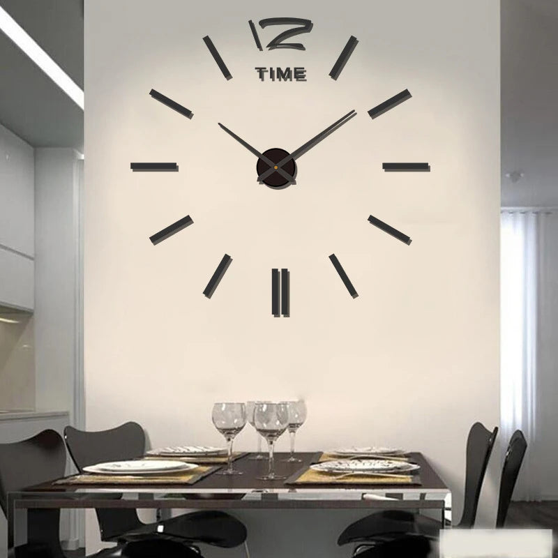 Horloge Mural Grande Moderne 3D DIY Miroir Acrylique