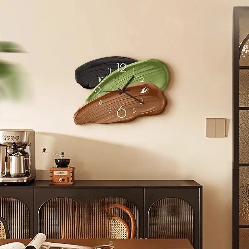 Horloge Murale Verte Abstraite Rétro Décoration Salon Créative