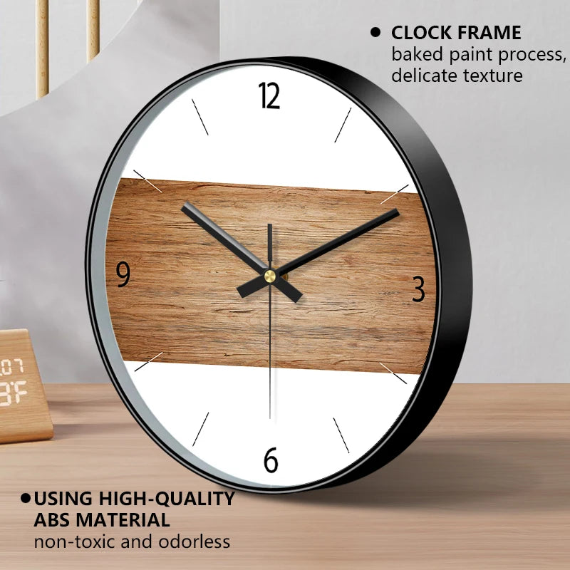 Horloge Mural Vintage Bois Coin Silencieuse Rustique