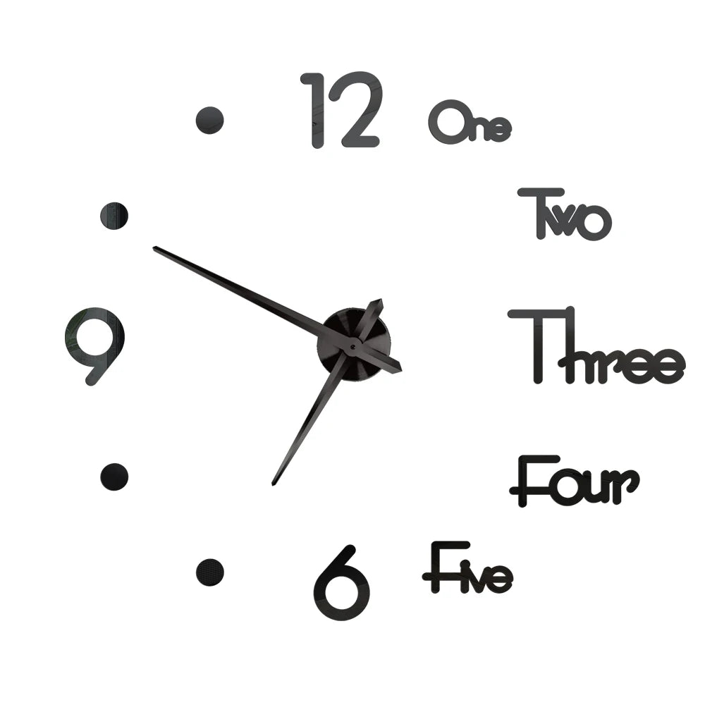 Horloge Murale Grande DIY Miroir Acrylique Dorée Salon